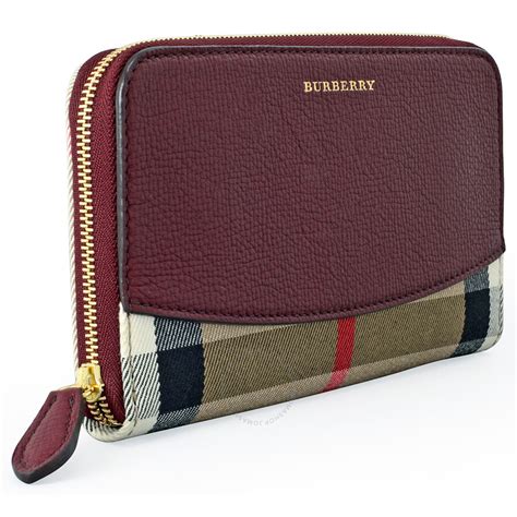 burberry house check zip around wallet|Burberry Check leather wallet.